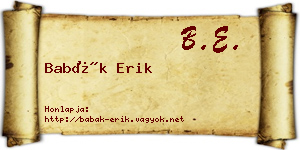 Babák Erik névjegykártya